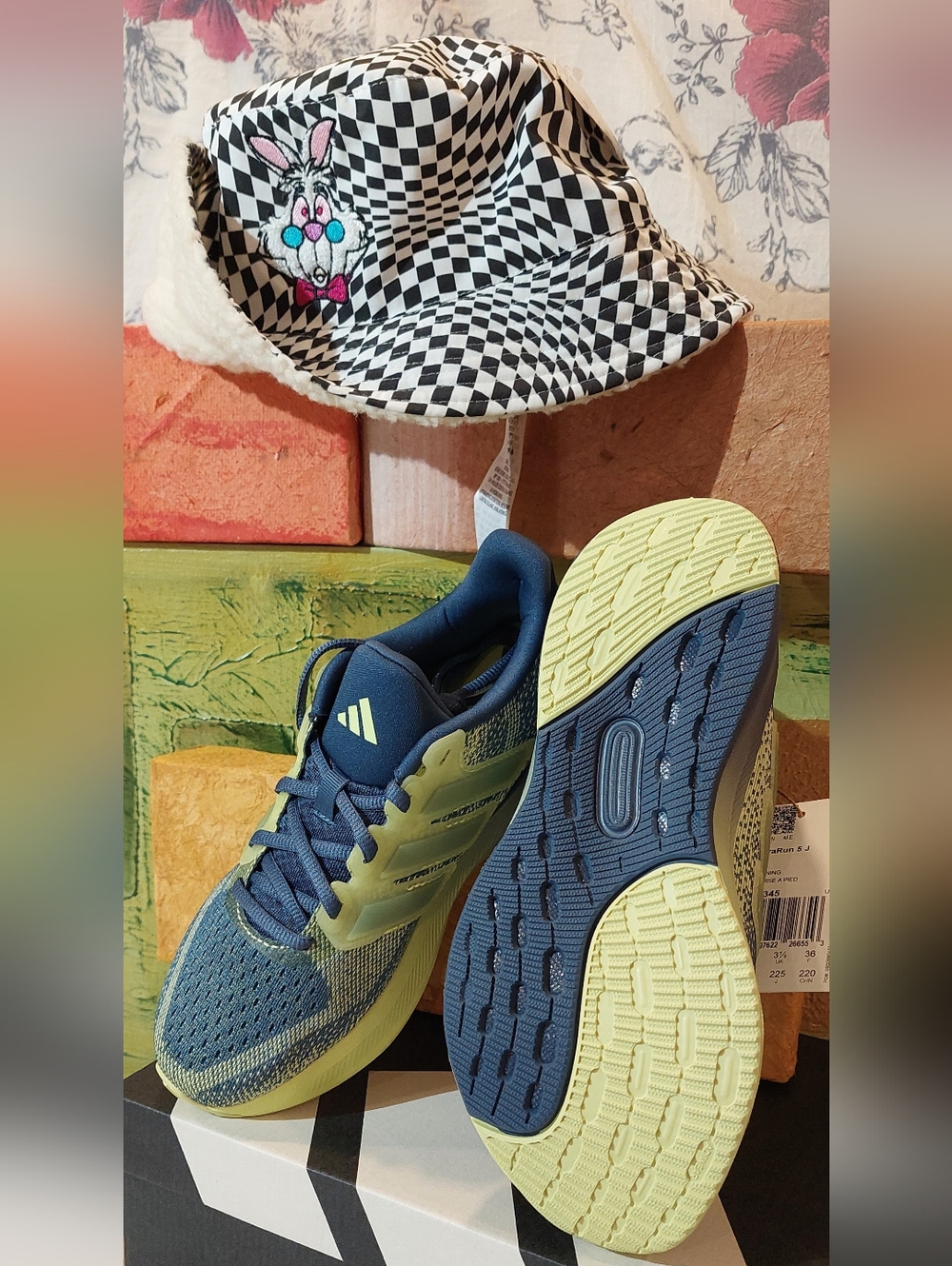 adidas Men's Blue and Light Green Running Shoes - Picture 6 of 8